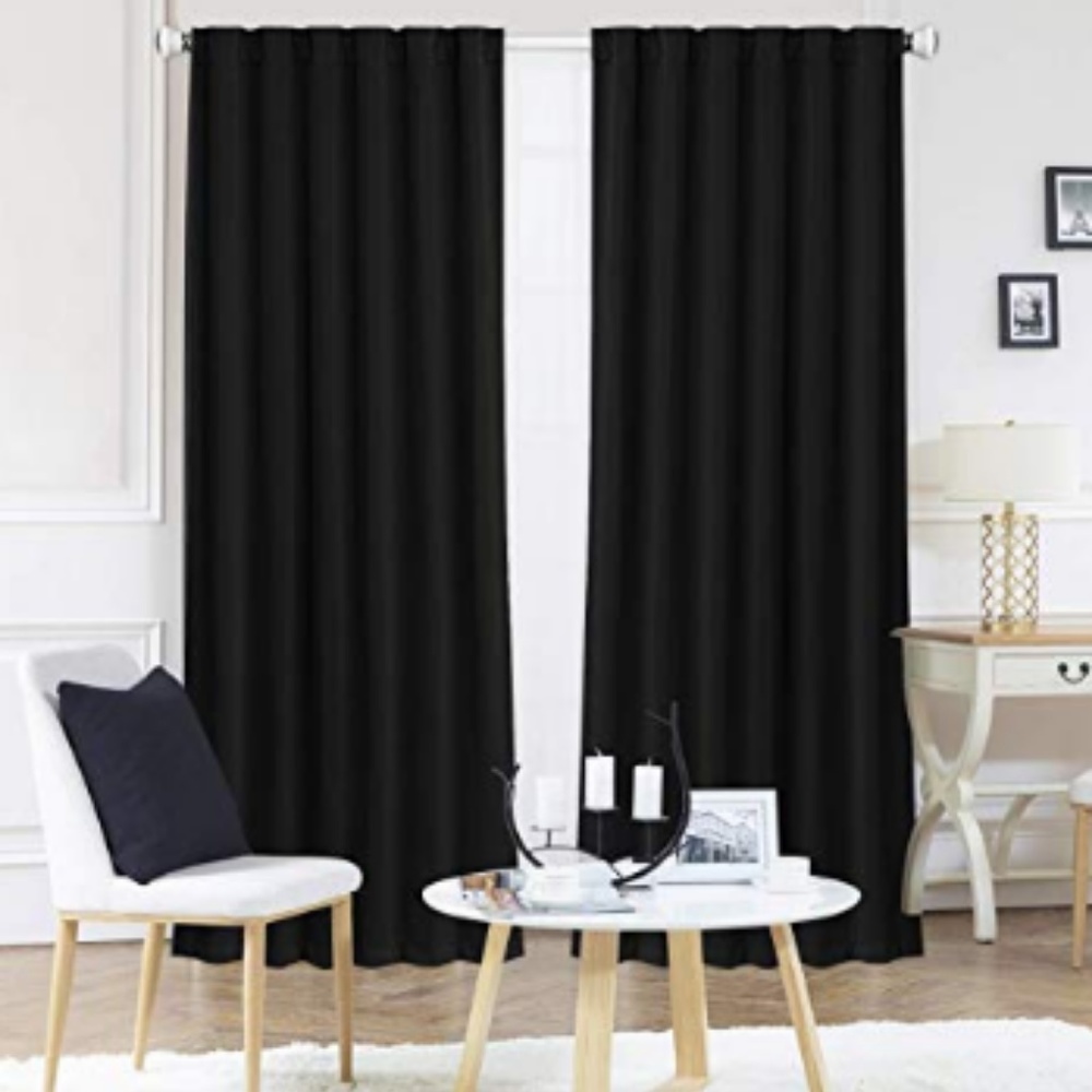 Black Blackout Window Curtain 52x95 Panels